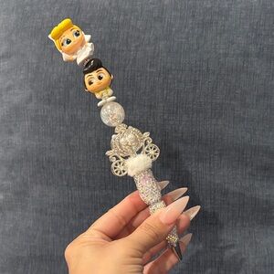 Custom Sparkling Princess Carriage Beaded Pen with Character Tops
